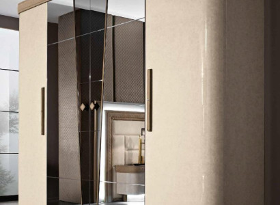 Kleiderschrank Schrank Spiegel Holz Möbel Schränke Garderobe Holz Italien Neu